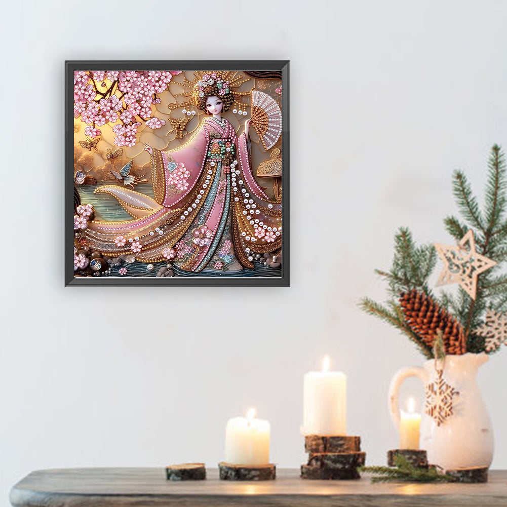 Japanese Geisha Beauty - Special Shaped Drill Diamond Painting 30*30CM