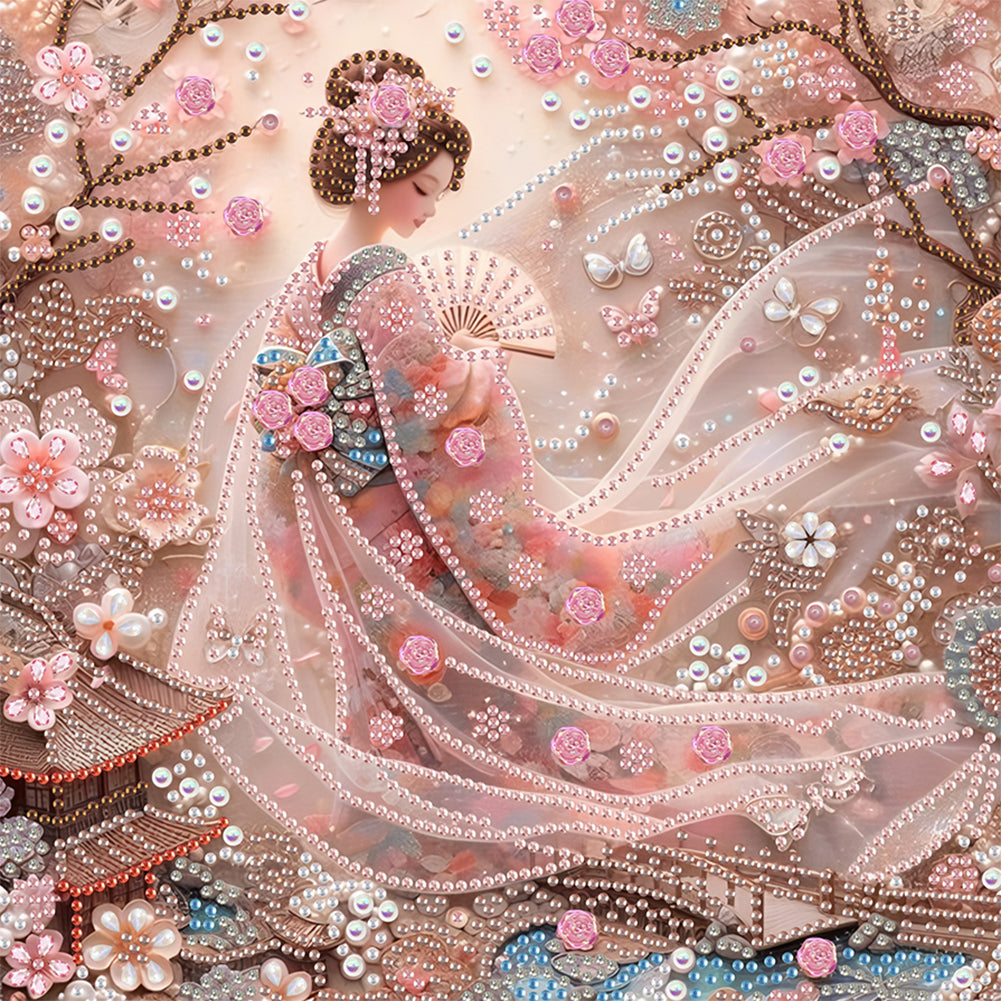 Japanese Geisha Beauty - Special Shaped Drill Diamond Painting 30*30CM
