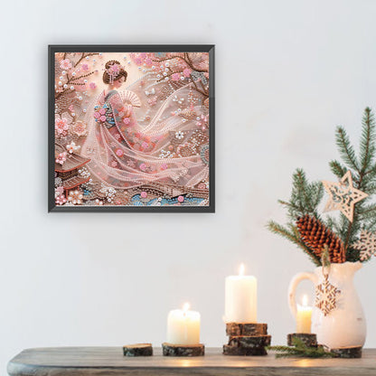 Japanese Geisha Beauty - Special Shaped Drill Diamond Painting 30*30CM