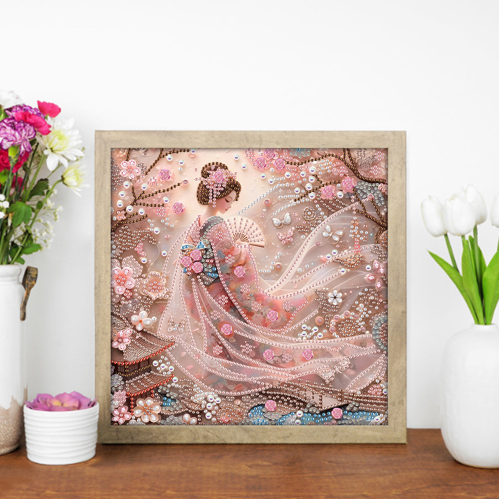 Japanese Geisha Beauty - Special Shaped Drill Diamond Painting 30*30CM