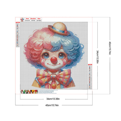 Girl With Clown Makeup - Full Round Drill Diamond Painting 40*40CM