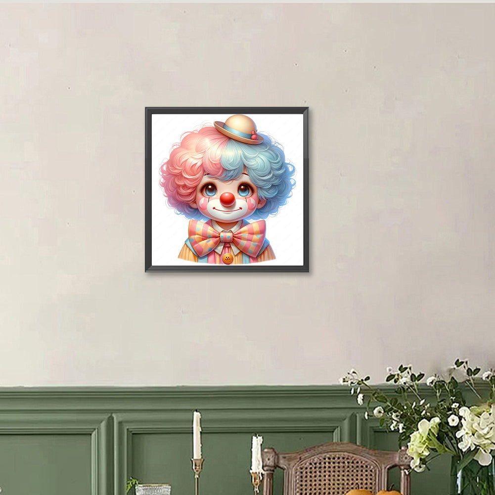 Girl With Clown Makeup - Full Round Drill Diamond Painting 40*40CM