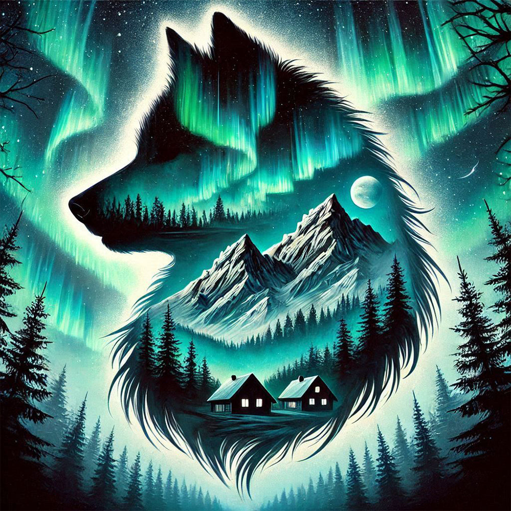 Aurora Wolf - Full Round Drill Diamond Painting 40*40CM
