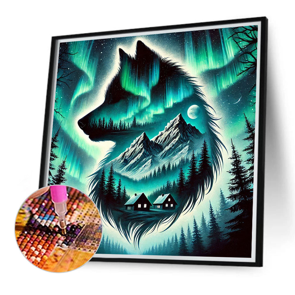 Aurora Wolf - Full Round Drill Diamond Painting 40*40CM