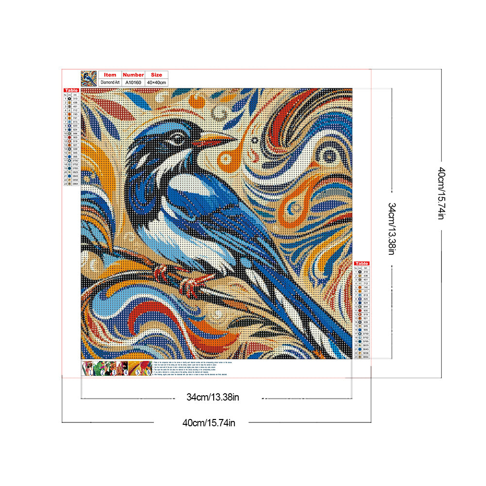 Blue Bird - Full Round Drill Diamond Painting 40*40CM