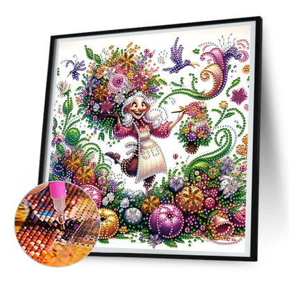 Optimistic Old Lady - Special Shaped Drill Diamond Painting 30*30CM