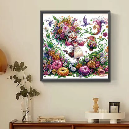 Optimistic Old Lady - Special Shaped Drill Diamond Painting 30*30CM