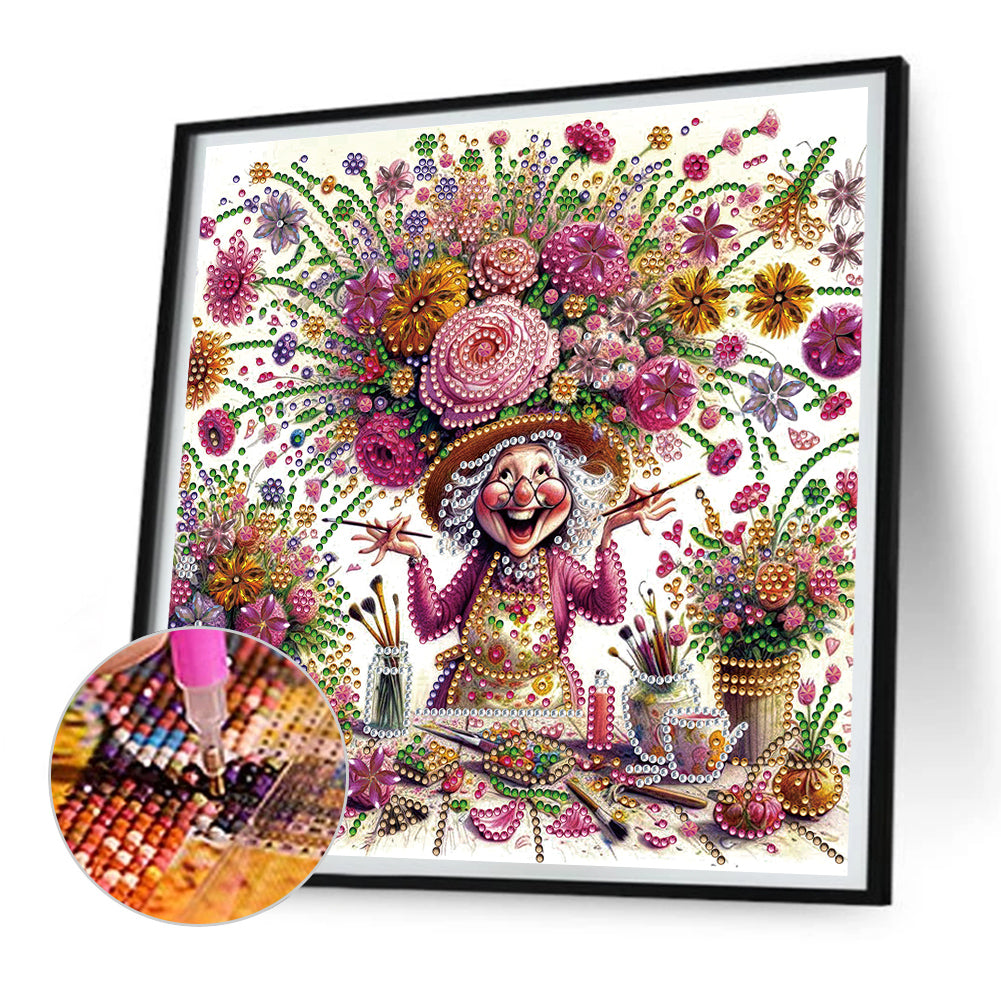 Optimistic Old Lady - Special Shaped Drill Diamond Painting 30*30CM