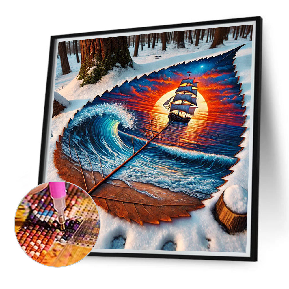 Dead Leaf Sail - Full Round Drill Diamond Painting 40*40CM