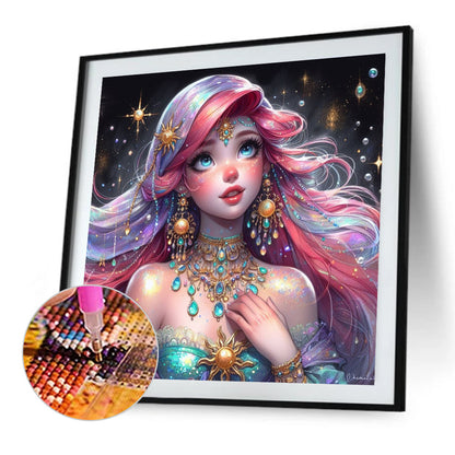 Exotic Red-Haired Girl - Full AB Round Drill Diamond Painting 40*40CM