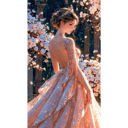 Elegant Princess Dress Girl - Full AB Round Drill Diamond Painting 40*70CM