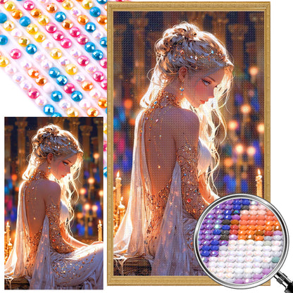 Elegant Evening Gown Girl - Full AB Round Drill Diamond Painting 40*70CM