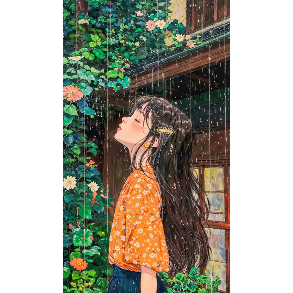 Girl In The Rain - Full AB Round Drill Diamond Painting 40*70CM