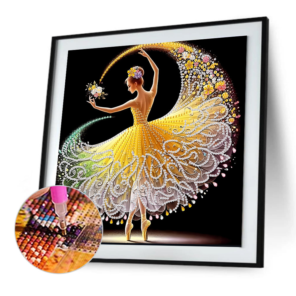 Dancing Girl With Beautiful Skirt - Special Shaped Drill Diamond Painting 30*30CM