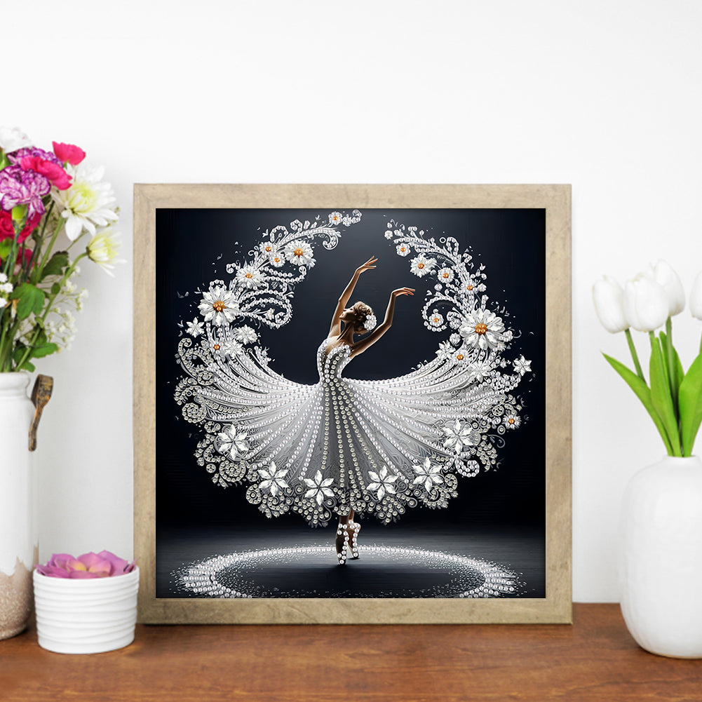 Dancing Girl With Beautiful Skirt - Special Shaped Drill Diamond Painting 30*30CM