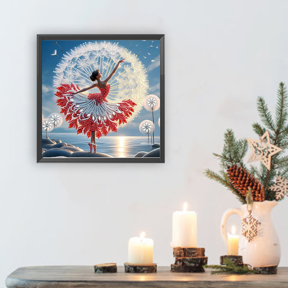 Dancing Girl With Beautiful Skirt - Special Shaped Drill Diamond Painting 30*30CM