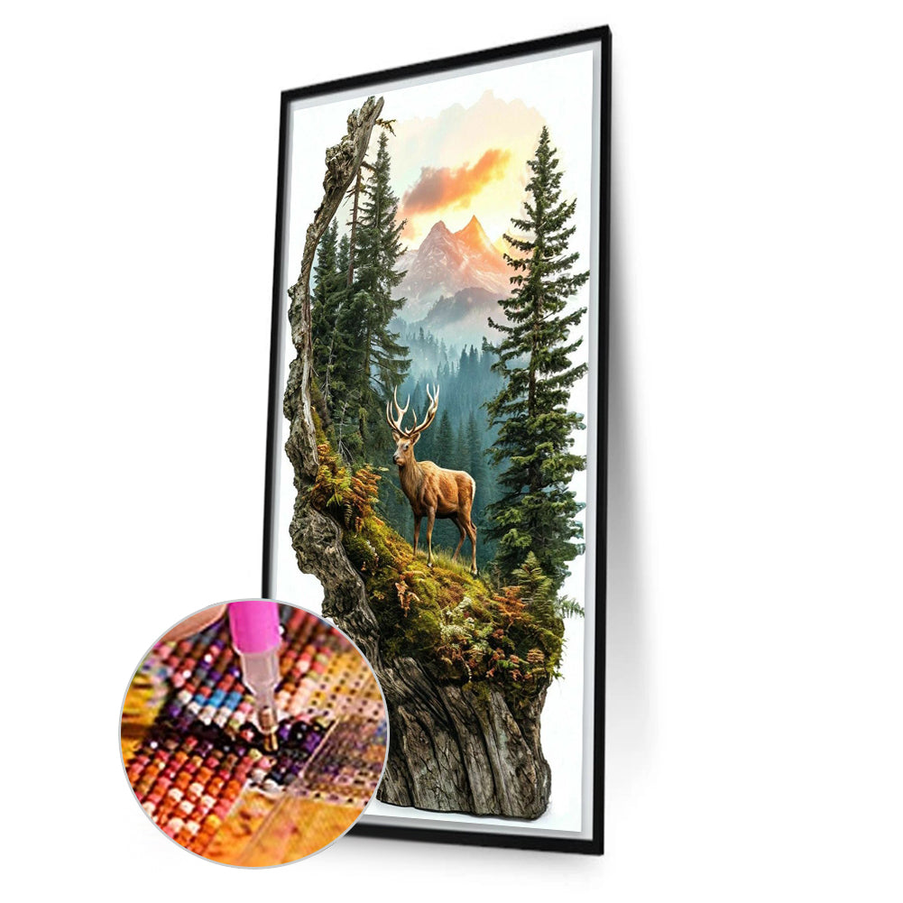 Elk In The Distant Mountain - Full Square Drill Diamond Painting 40*70CM