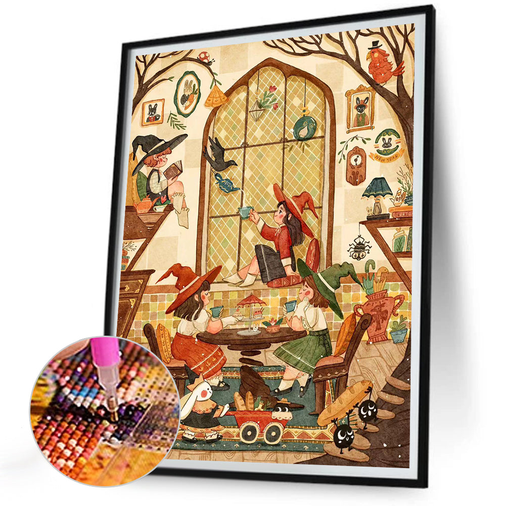 Witch Tea Time - Full Round Drill Diamond Painting 30*40CM