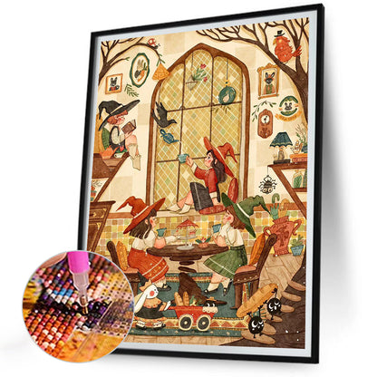 Witch Tea Time - Full Round Drill Diamond Painting 30*40CM