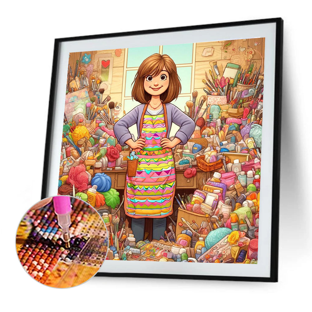 Artist Girl - Full Round Drill Diamond Painting 40*40CM