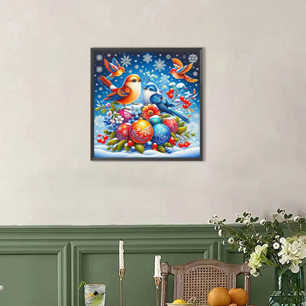 Bird On The Snow - Full AB Round Drill Diamond Painting 40*40CM