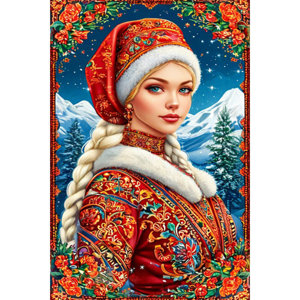 Ethnic Girl - Full AB Round Drill Diamond Painting 40*60CM