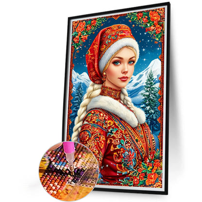 Ethnic Girl - Full AB Round Drill Diamond Painting 40*60CM