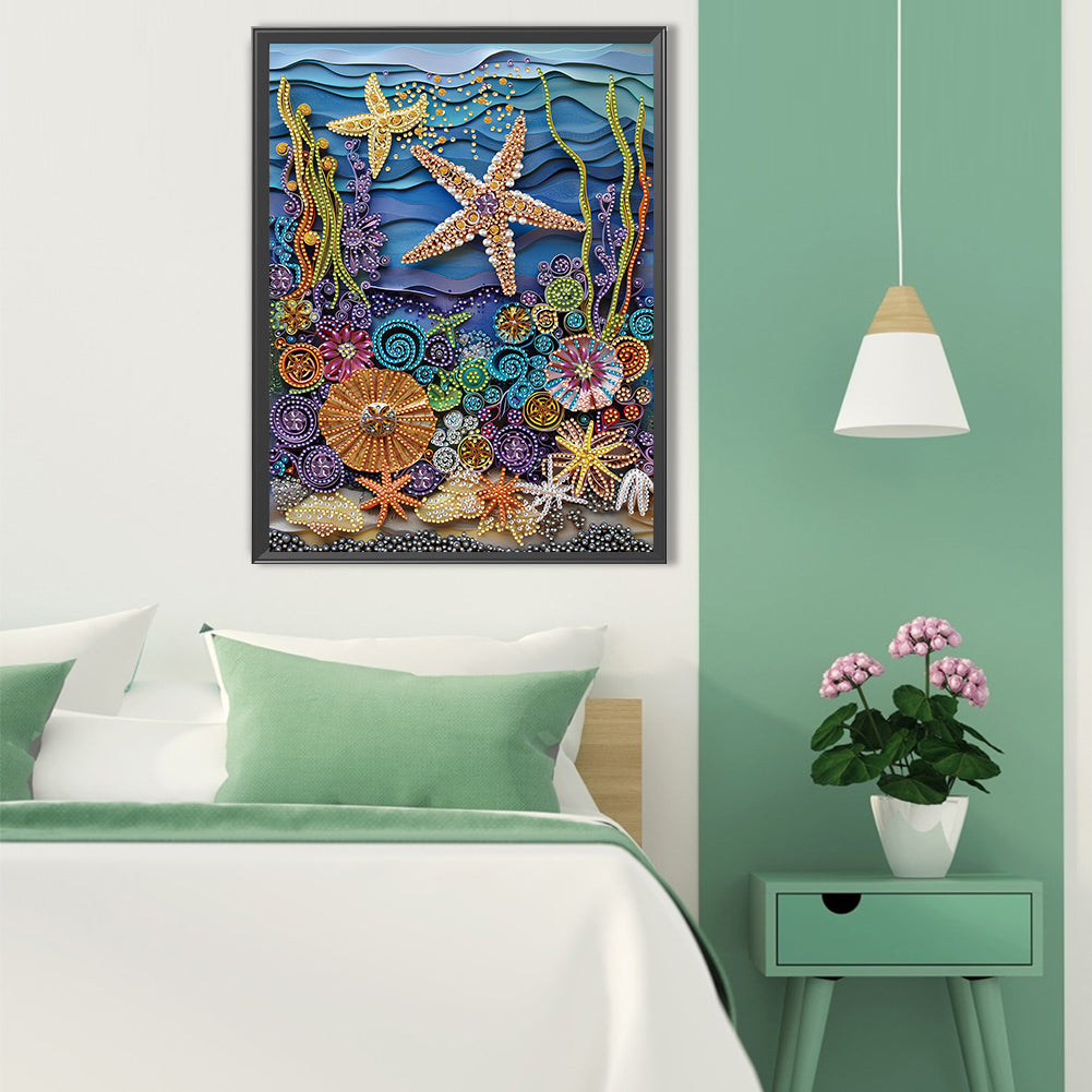 Sea Creatures Paper Quilling - Special Shaped Drill Diamond Painting 30*40CM