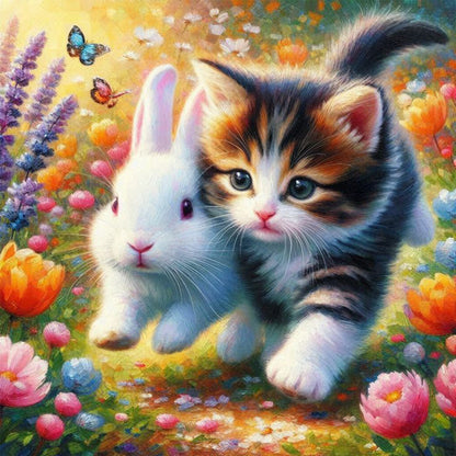 Kittens And Bunnies - Full Round Drill Diamond Painting 30*30CM