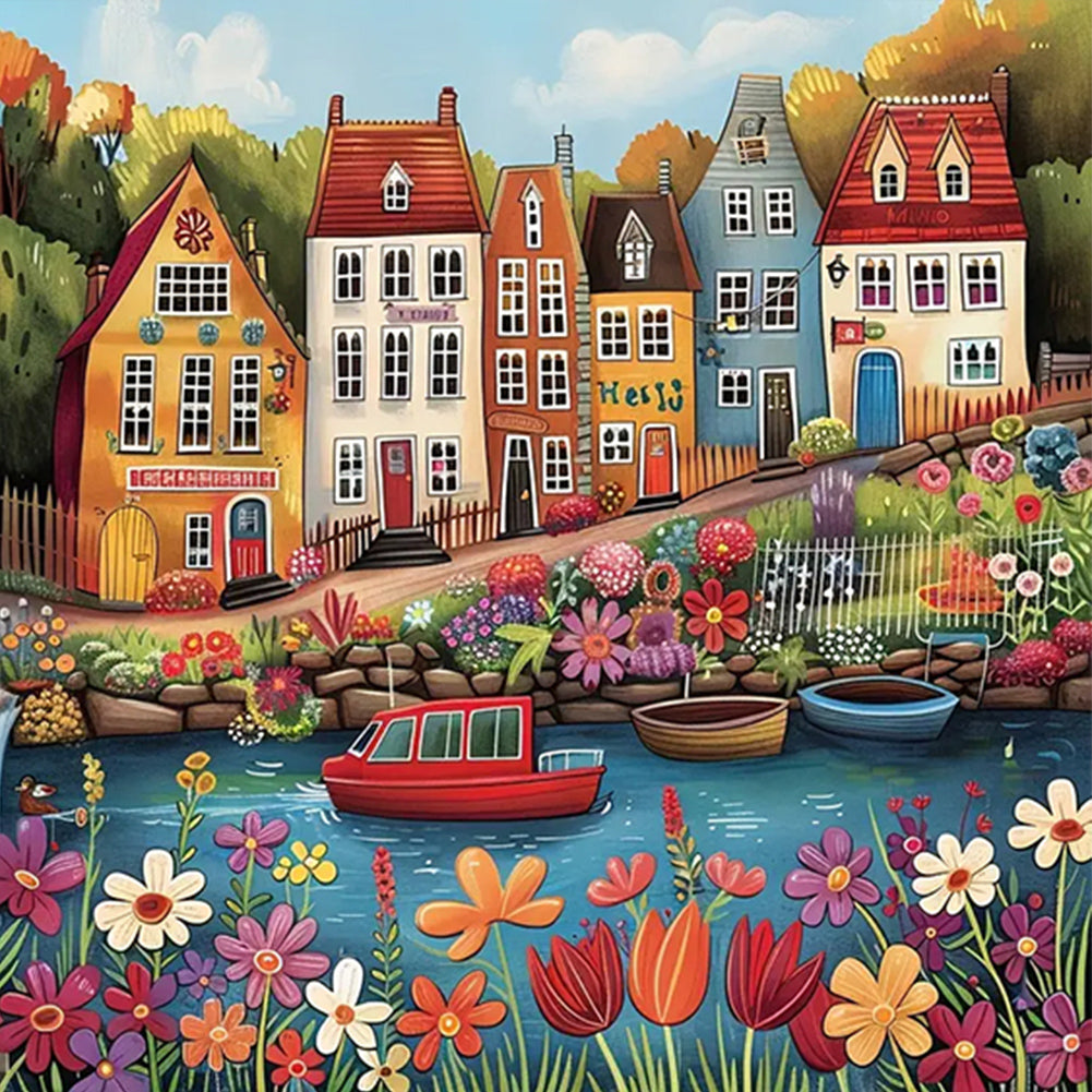 House - Full AB Round Drill Diamond Painting 40*40CM