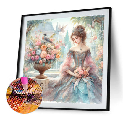 Rococo Girl And Flowers - Full Round Drill Diamond Painting 40*40CM