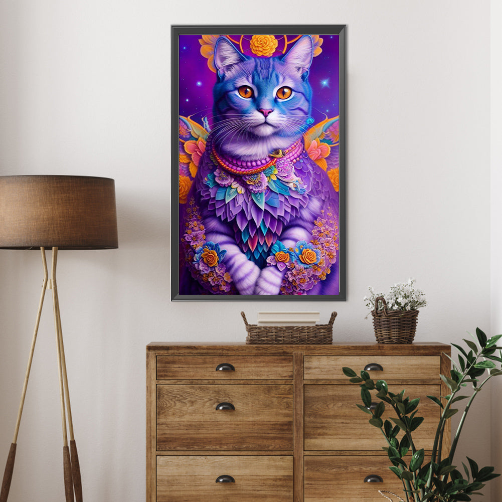 Purple Cat - Full AB Round Drill Diamond Painting 40*65CM