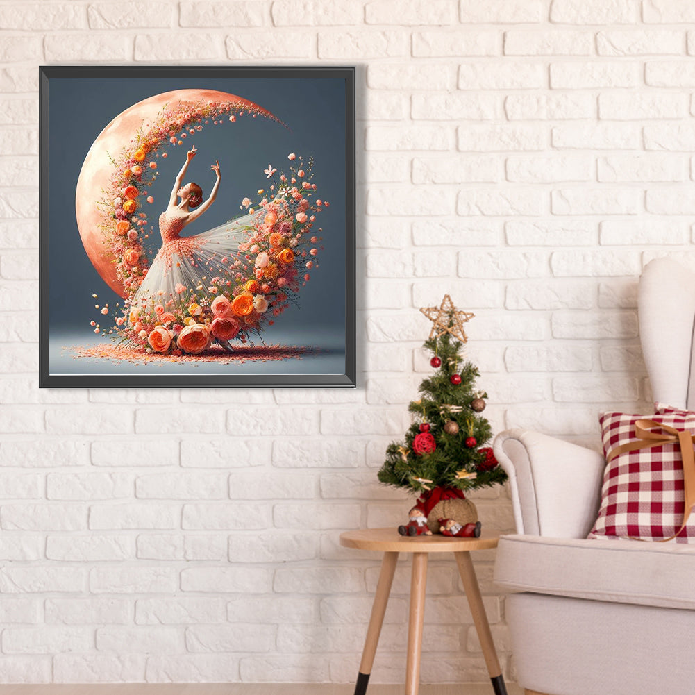 Dancing Girl In A Flower Skirt - Full AB Round Drill Diamond Painting 40*40CM