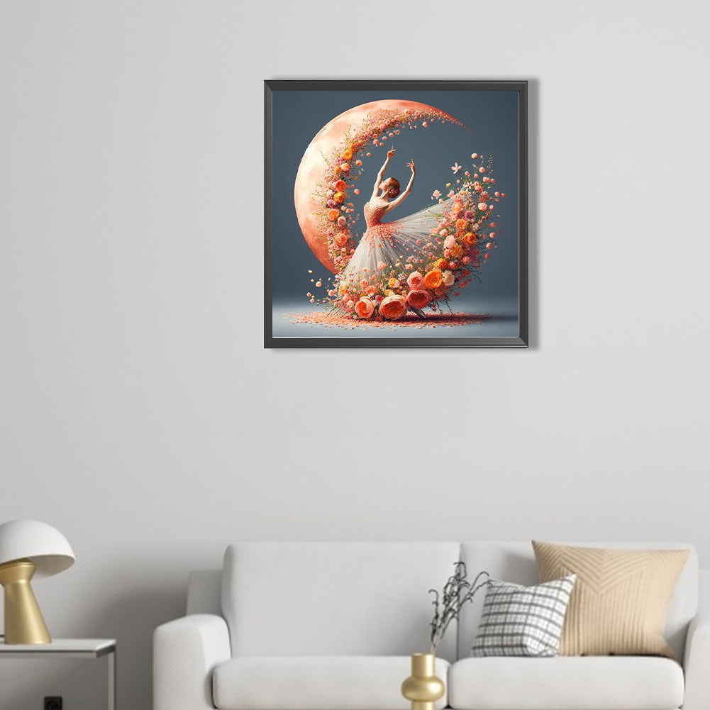 Dancing Girl In A Flower Skirt - Full AB Round Drill Diamond Painting 40*40CM