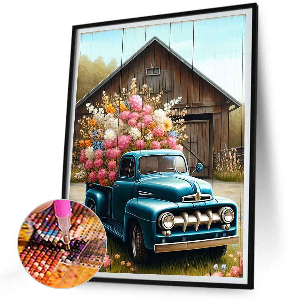 Flower Classic Car - Full Round Drill Diamond Painting 30*40CM