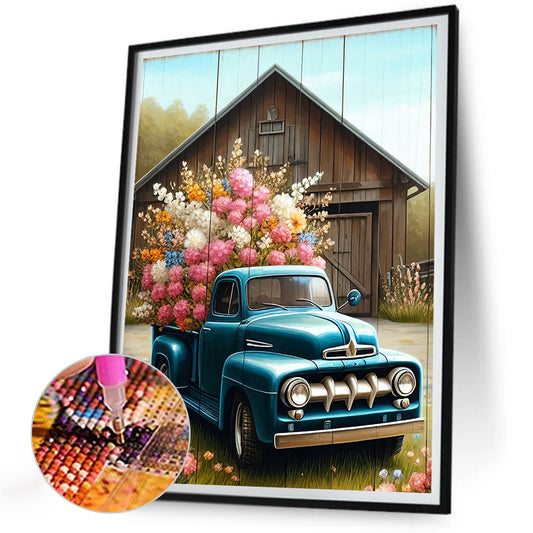 Flower Classic Car - Full Round Drill Diamond Painting 30*40CM