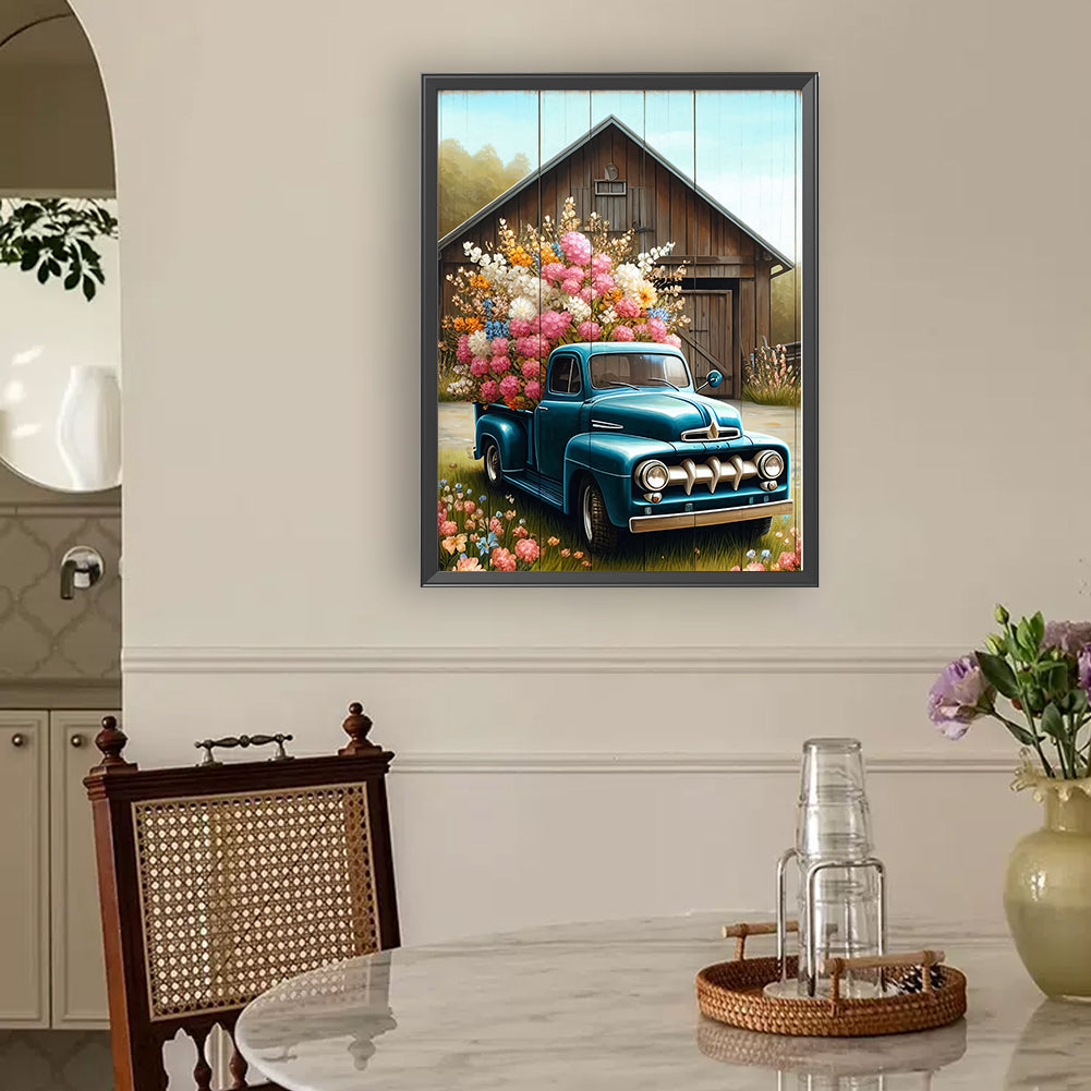 Flower Classic Car - Full Round Drill Diamond Painting 30*40CM