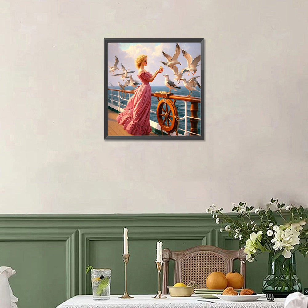 Seagull On The Boat - Full Square Drill Diamond Painting 40*40CM