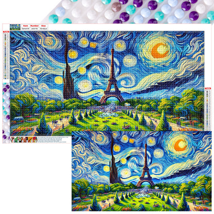 Eiffel Tower At Starry Night Eiffel Tower - Full Round Drill Diamond Painting 70*40CM