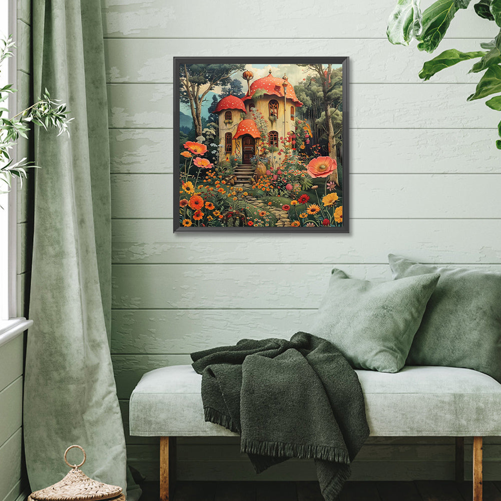 Mushroom House - Full Square Drill Diamond Painting 40*40CM