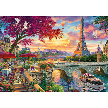 Eiffel Tower Scenery - Full Round Drill Diamond Painting 50*35CM
