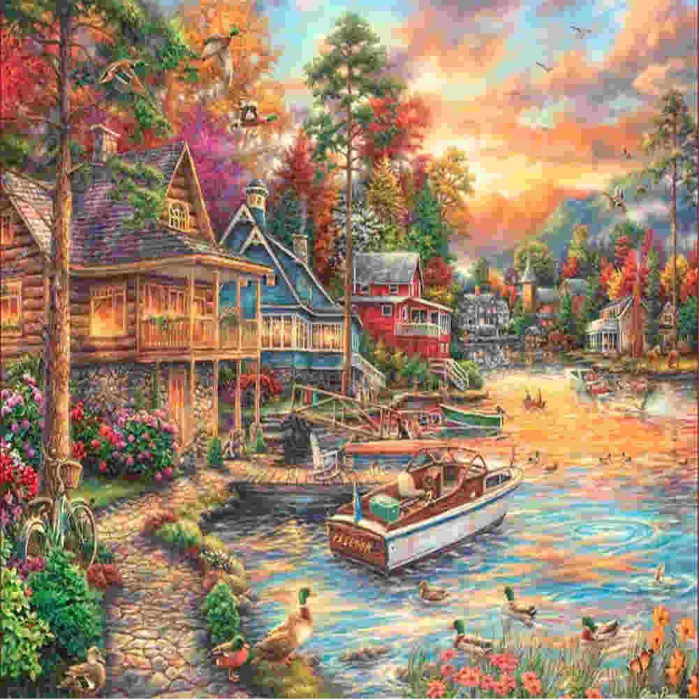 Streets By The River - Full Round Drill Diamond Painting 50*35CM