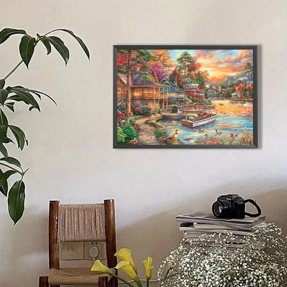 Streets By The River - Full Round Drill Diamond Painting 50*35CM