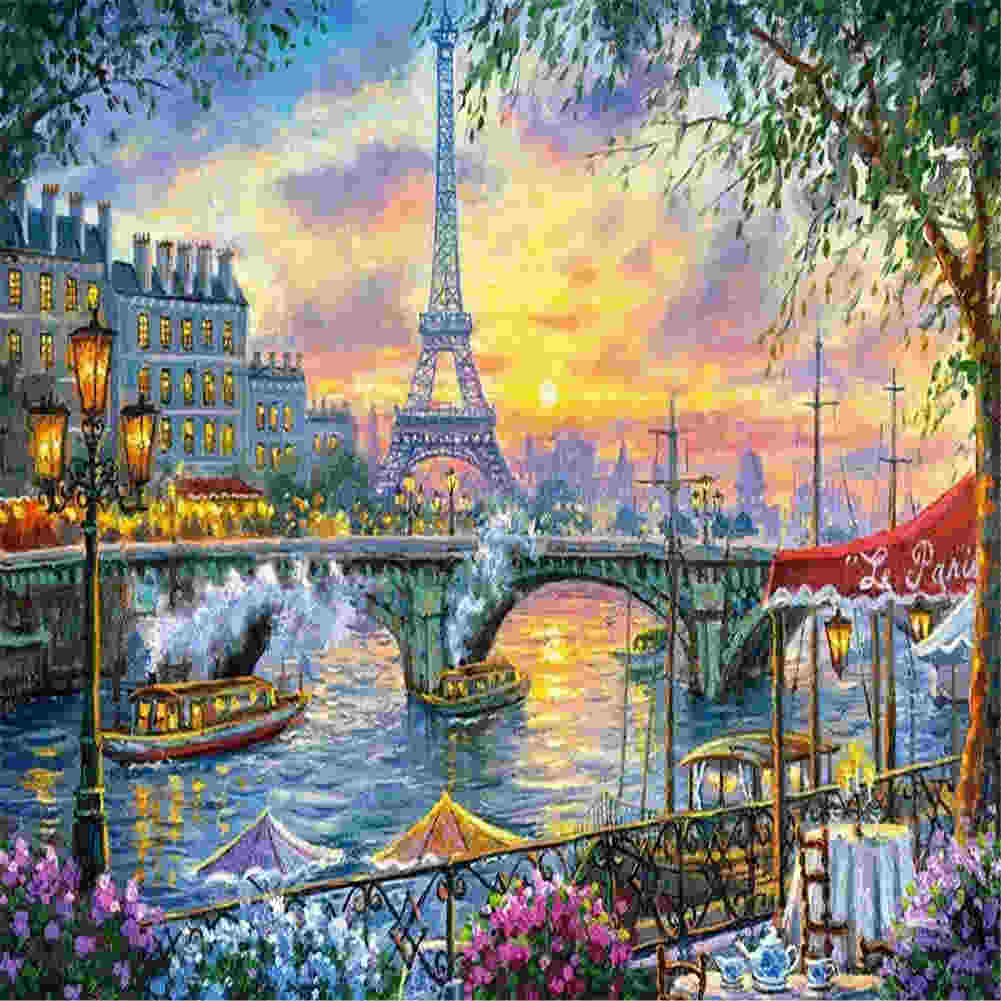 Eiffel Tower - Full Round Drill Diamond Painting 50*35CM