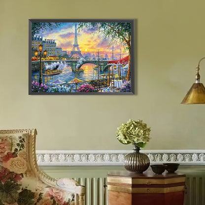 Eiffel Tower - Full Round Drill Diamond Painting 50*35CM
