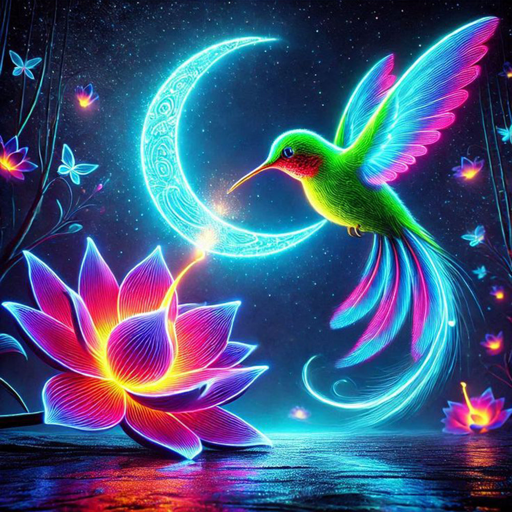 Luminous Hummingbirds - Full Round Drill Diamond Painting 30*30CM