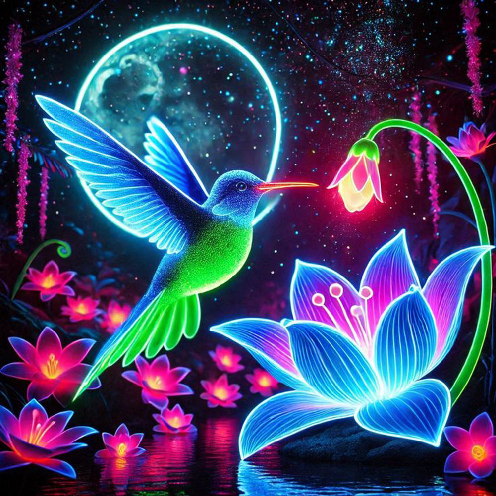 Luminous Hummingbirds - Full Round Drill Diamond Painting 30*30CM