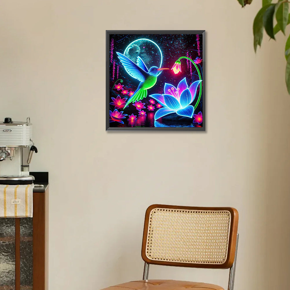 Luminous Hummingbirds - Full Round Drill Diamond Painting 30*30CM
