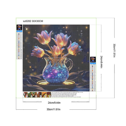 Luminous Flowers - Full Round Drill Diamond Painting 30*30CM