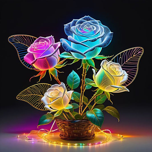 Luminous Roses - Full Round Drill Diamond Painting 30*30CM